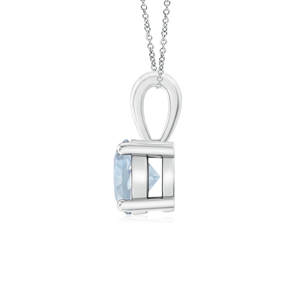 6mm A Classic Prong-Set Round Aquamarine Solitaire Pendant in P950 Platinum side 199