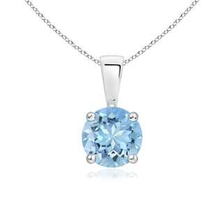 6mm AAAA Classic Round Aquamarine Solitaire Pendant in White Gold