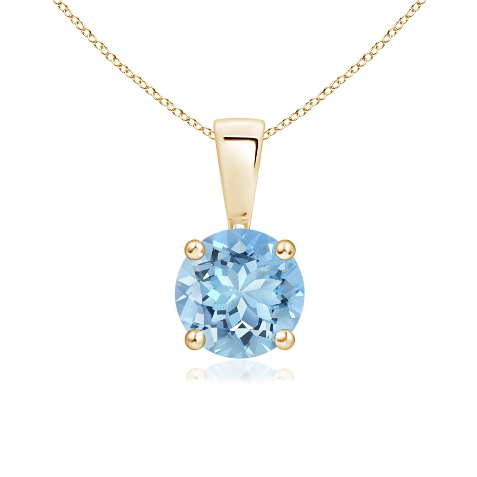 6mm AAAA Classic Round Aquamarine Solitaire Pendant in Yellow Gold 