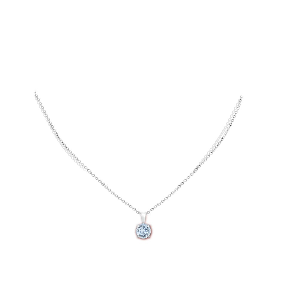 7mm A Classic Prong-Set Round Aquamarine Solitaire Pendant in S999 Silver pen
