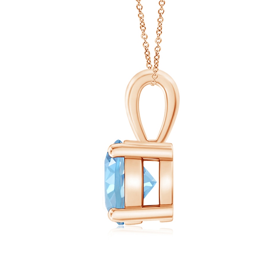 7mm AAAA Classic Prong-Set Round Aquamarine Solitaire Pendant in Rose Gold side 199