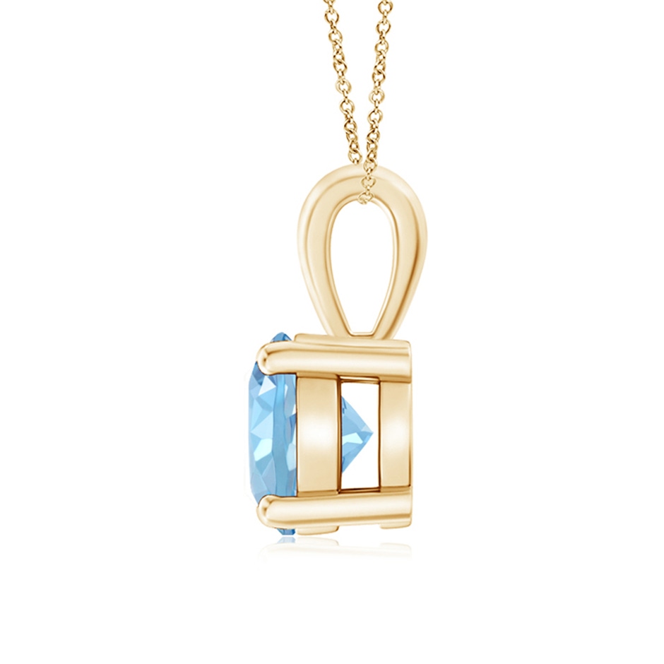 7mm AAAA Classic Prong-Set Round Aquamarine Solitaire Pendant in Yellow Gold side 199
