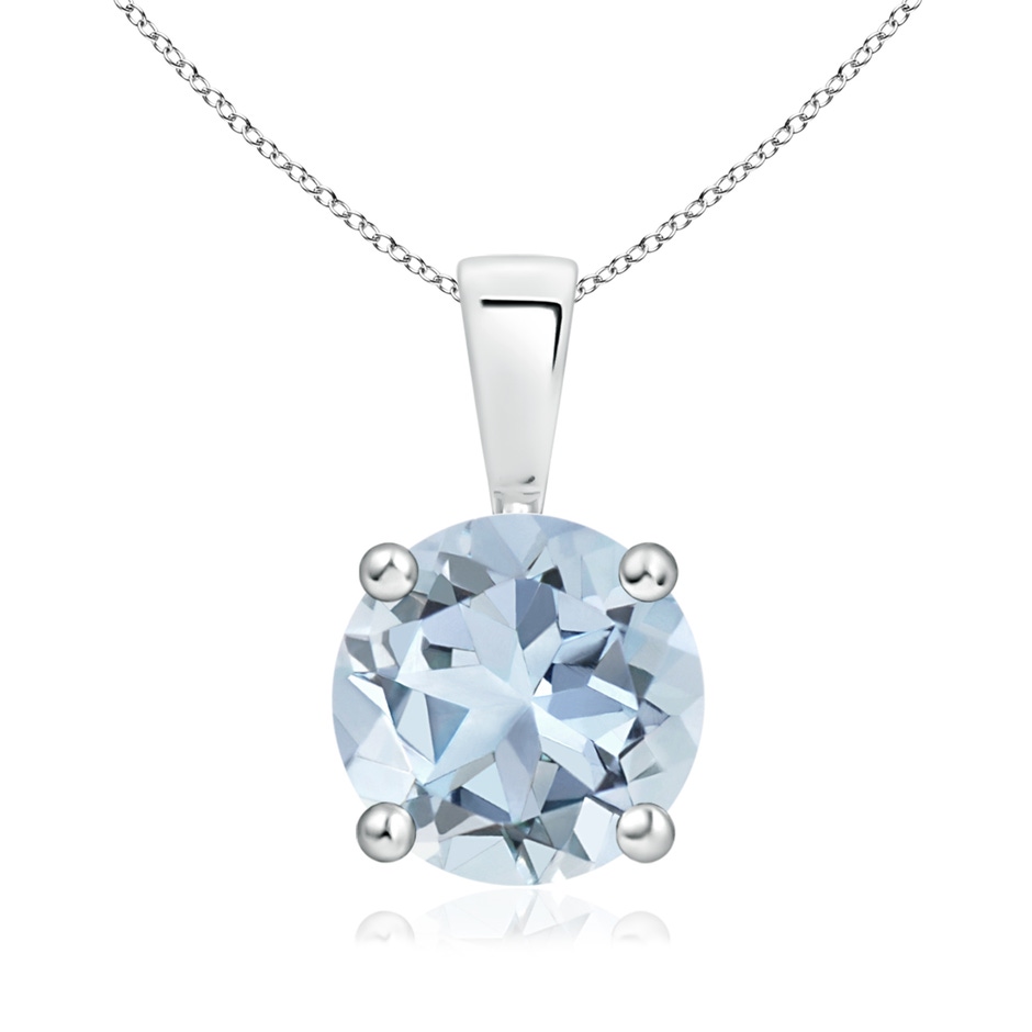 8mm A Classic Prong-Set Round Aquamarine Solitaire Pendant in P950 Platinum 