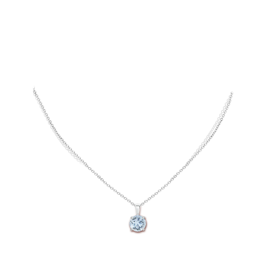 8mm A Classic Prong-Set Round Aquamarine Solitaire Pendant in P950 Platinum pen