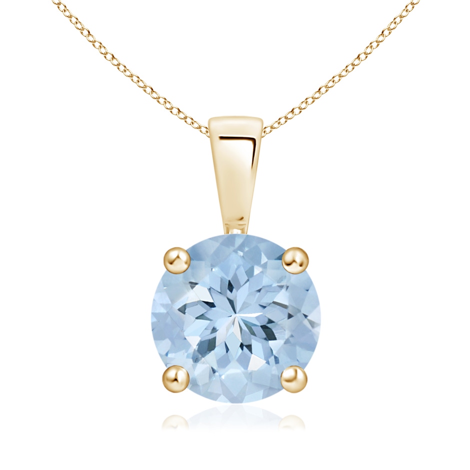 8mm AA Classic Prong-Set Round Aquamarine Solitaire Pendant in Yellow Gold 