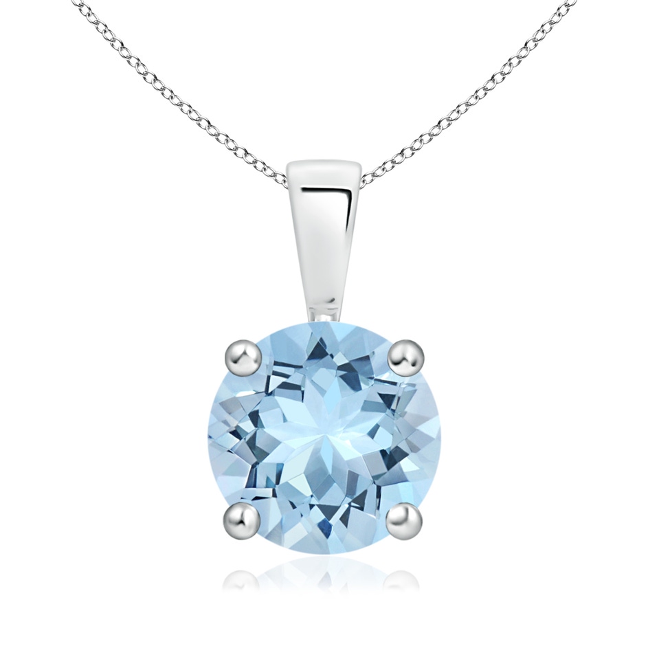 8mm AAA Classic Prong-Set Round Aquamarine Solitaire Pendant in S999 Silver 