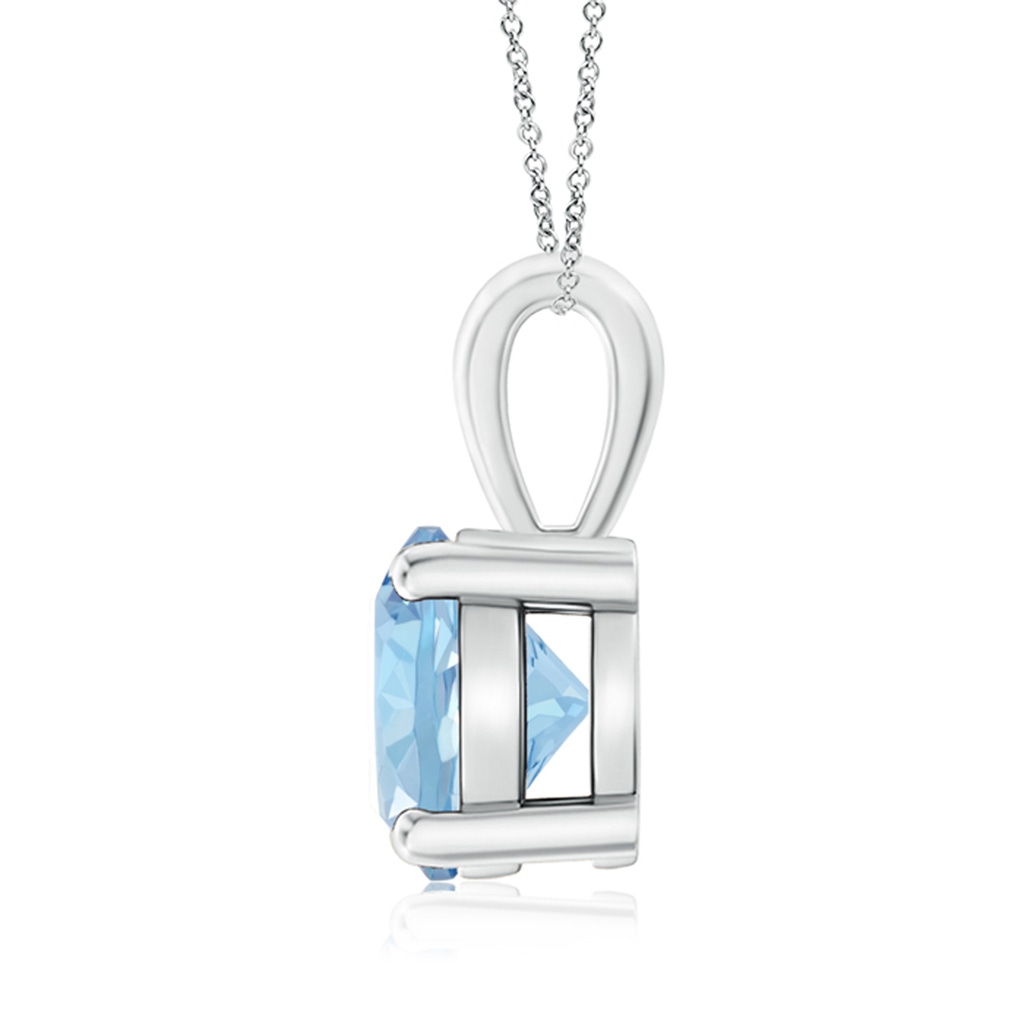 8mm AAA Classic Round Aquamarine Solitaire Pendant in White Gold Side 199