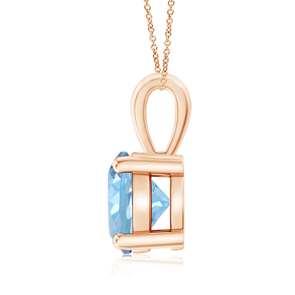 8mm AAAA Classic Prong-Set Round Aquamarine Solitaire Pendant in 18K Rose Gold side 199