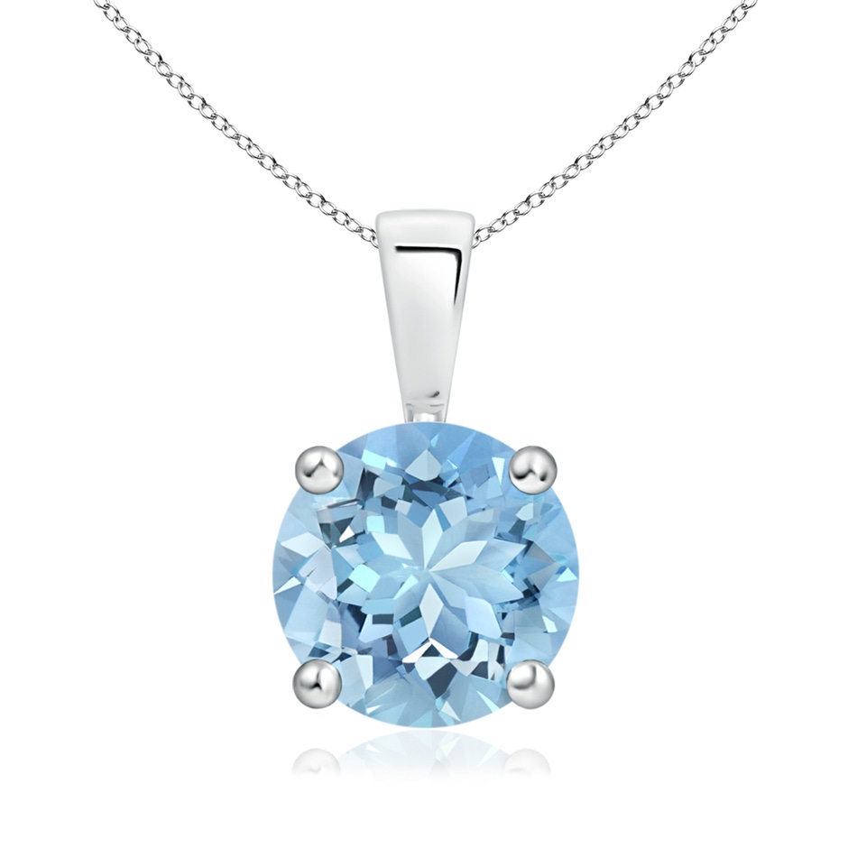 8mm AAAA Classic Prong-Set Round Aquamarine Solitaire Pendant in S999 Silver 