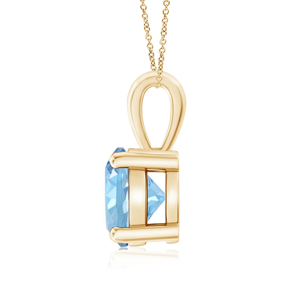8mm AAAA Classic Prong-Set Round Aquamarine Solitaire Pendant in Yellow Gold side 199