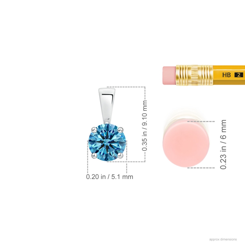 5.1mm AAAA Classic Prong-Set Round Fancy Intense Blue Diamond Solitaire Pendant in P950 Platinum ruler