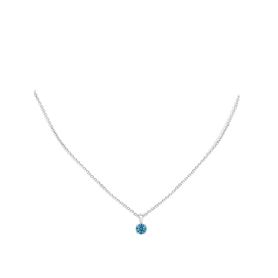 5.1mm AAAA Classic Prong-Set Round Fancy Intense Blue Diamond Solitaire Pendant in P950 Platinum pen