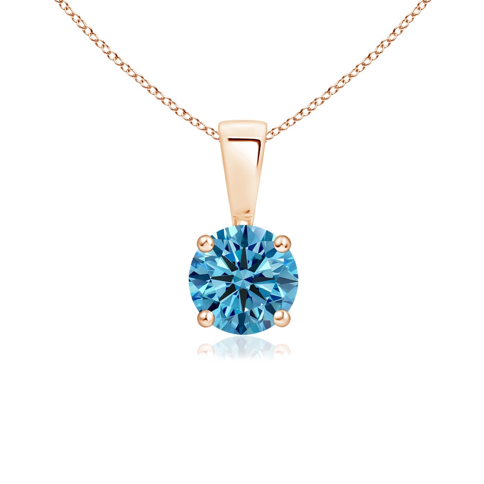 5.1mm AAAA Classic Prong-Set Round Fancy Intense Blue Diamond Solitaire Pendant in Rose Gold 