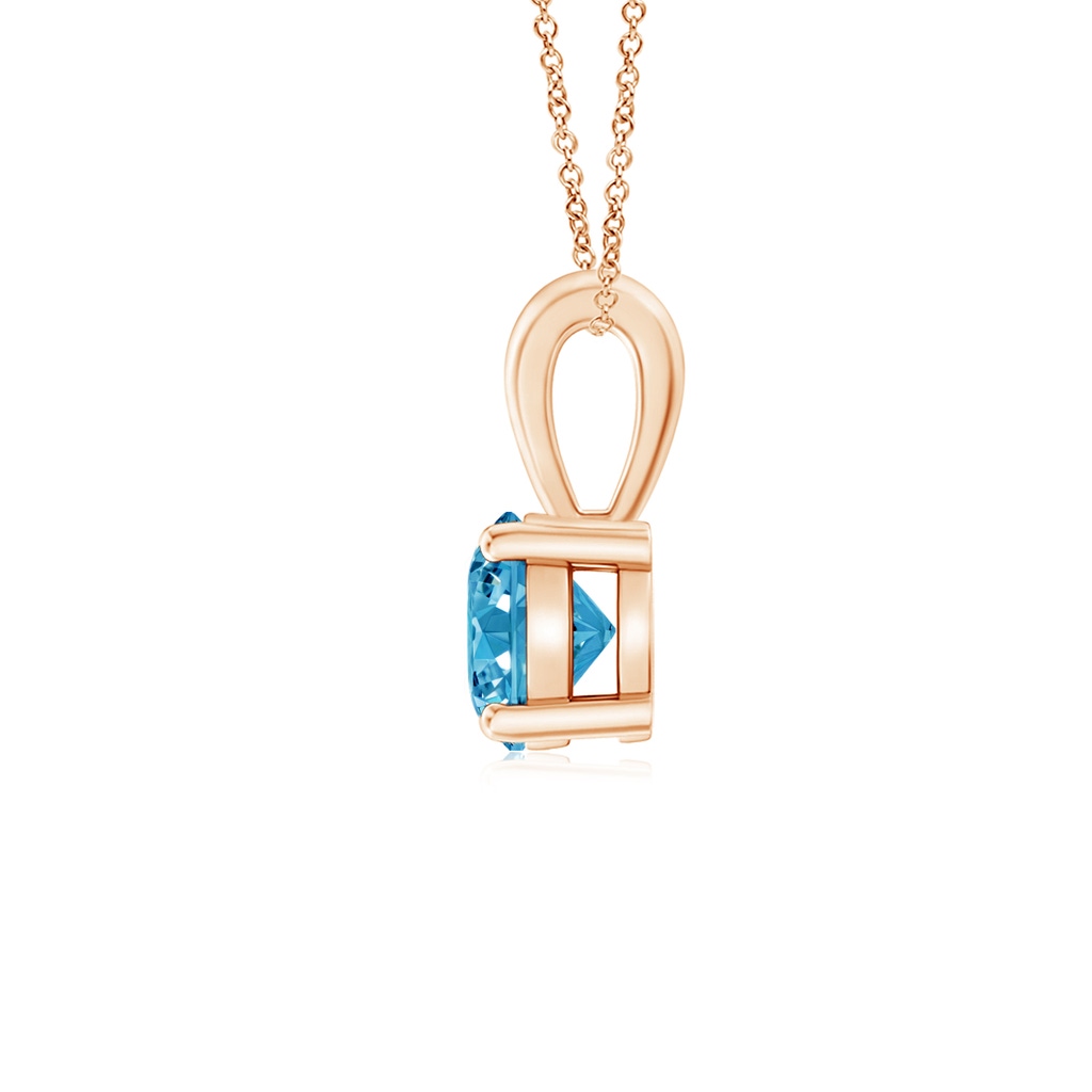 5.1mm AAAA Classic Prong-Set Round Fancy Intense Blue Diamond Solitaire Pendant in Rose Gold - side 199