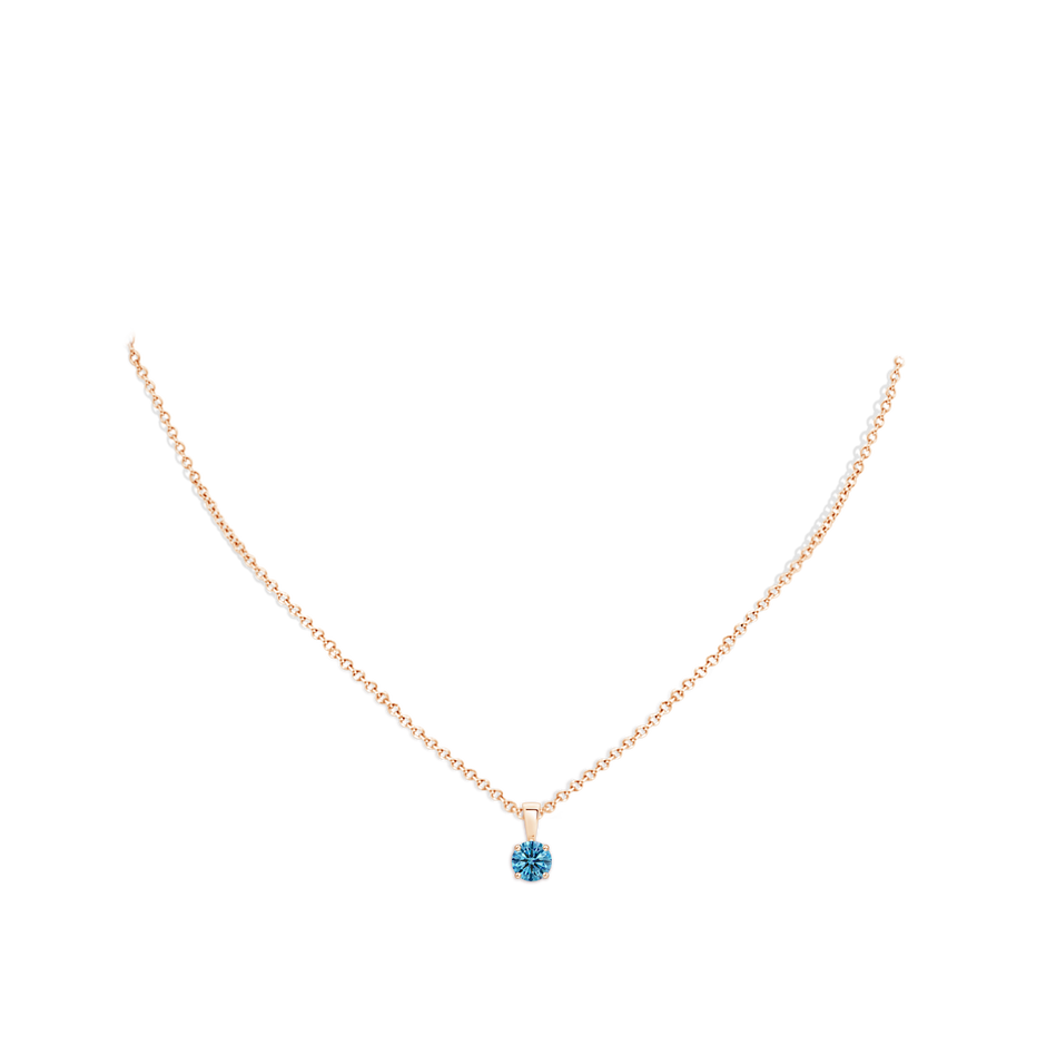 5.1mm AAAA Classic Prong-Set Round Fancy Intense Blue Diamond Solitaire Pendant in Rose Gold pen