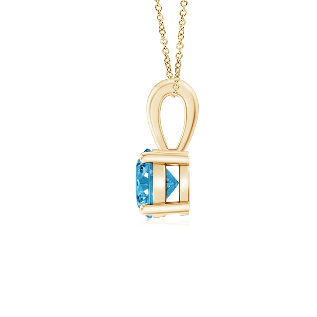 5.1mm AAAA Classic Prong-Set Round Fancy Intense Blue Diamond Solitaire Pendant in Yellow Gold - side 199