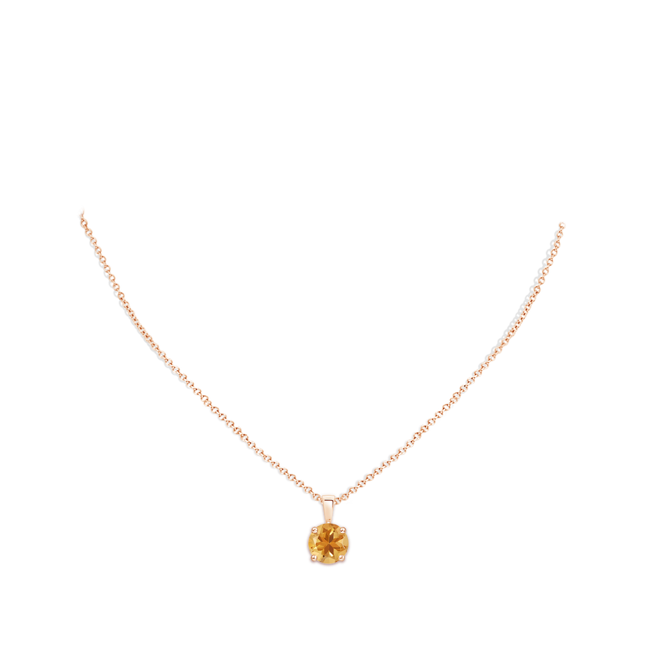 10mm A Classic Prong-Set Round Citrine Solitaire Pendant in Rose Gold pen