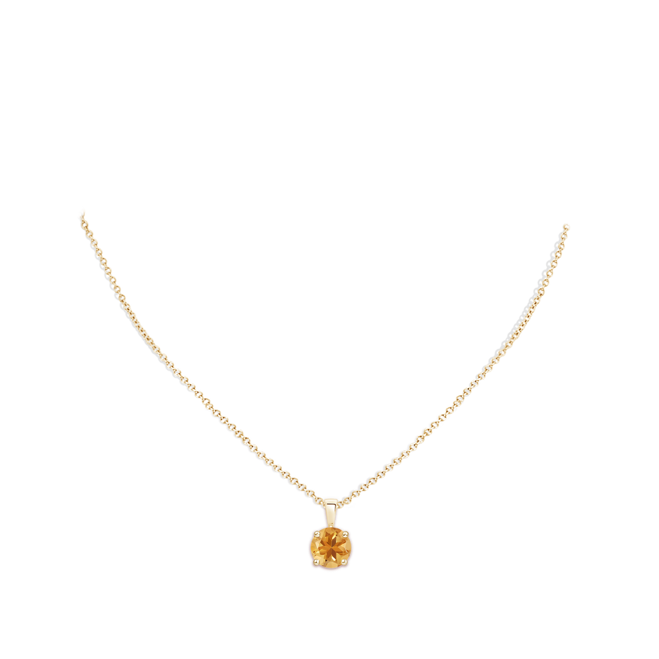 10mm A Classic Prong-Set Round Citrine Solitaire Pendant in Yellow Gold pen