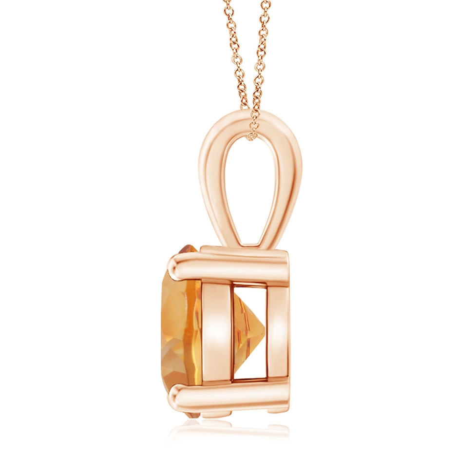10mm AA Classic Prong-Set Round Citrine Solitaire Pendant in 18K Rose Gold side 199