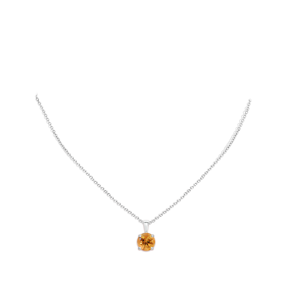 10mm AA Classic Prong-Set Round Citrine Solitaire Pendant in 18K White Gold pen