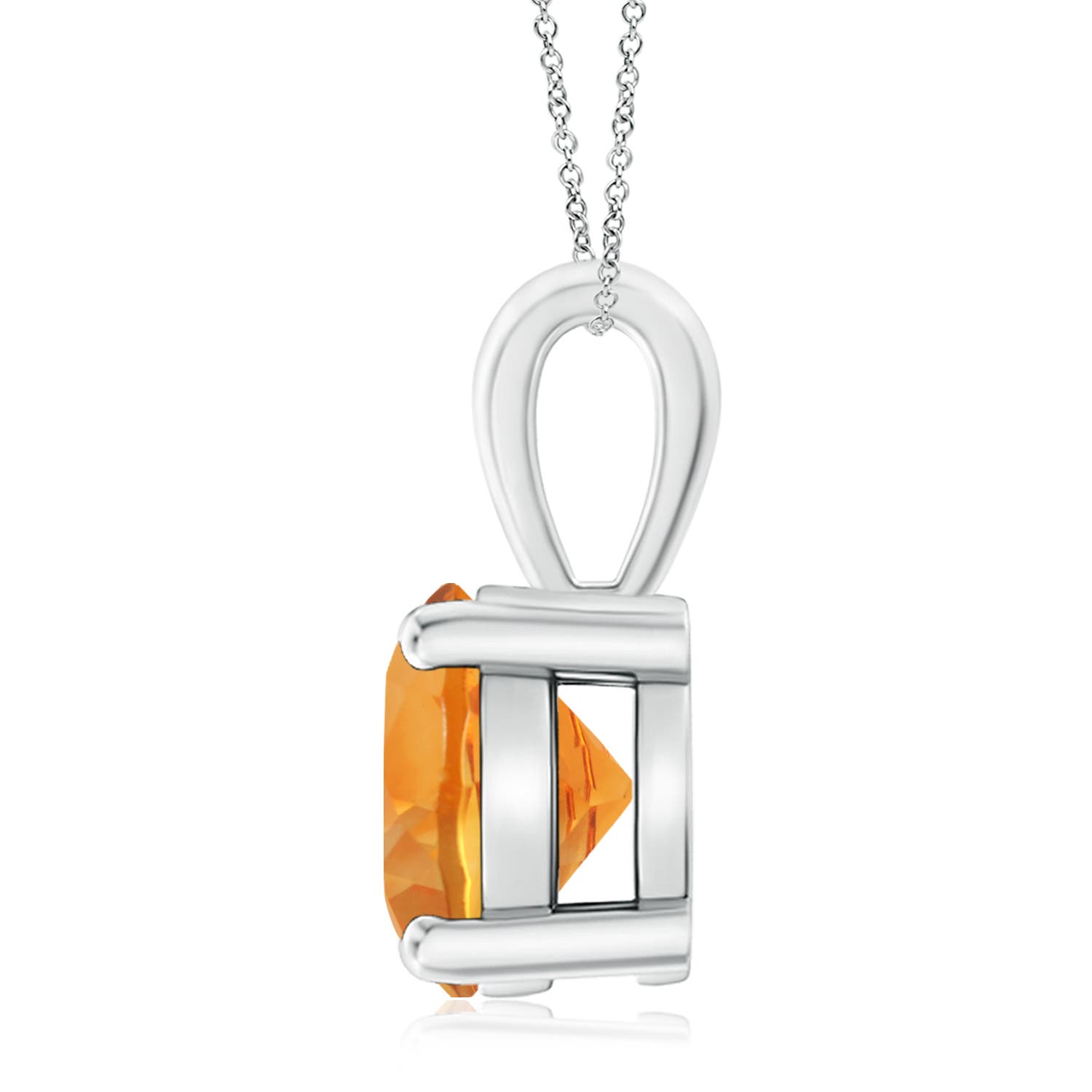 10mm AAA Classic Prong-Set Round Citrine Solitaire Pendant in 18K White Gold