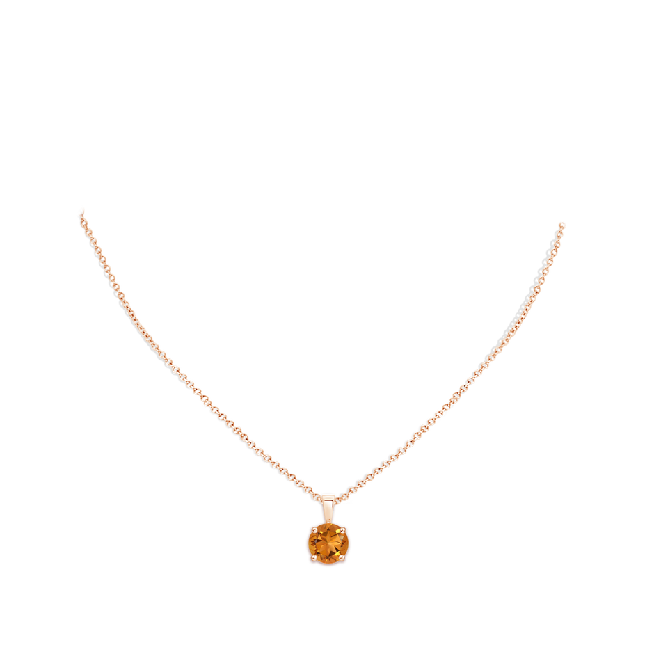 10mm AAA Classic Prong-Set Round Citrine Solitaire Pendant in Rose Gold pen