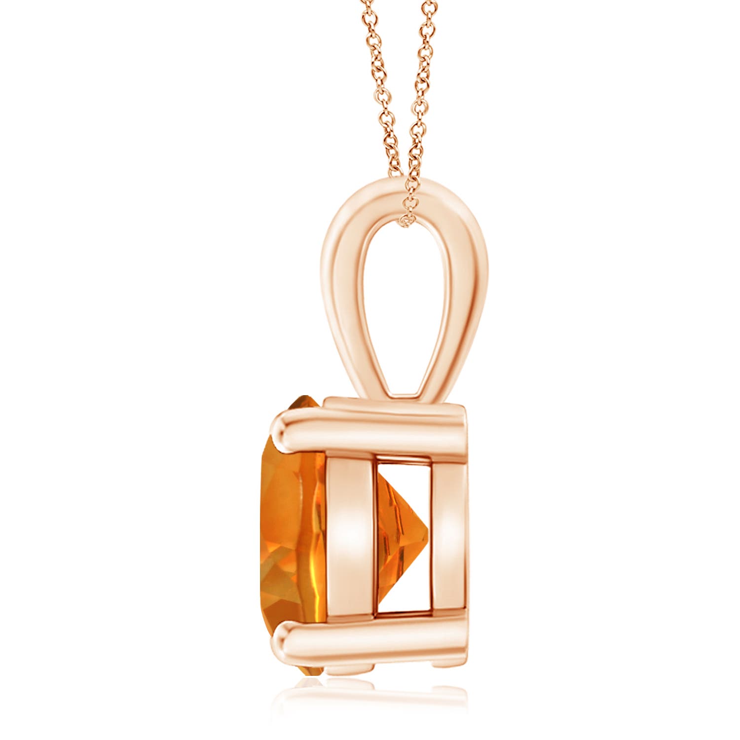 10mm AAAA Classic Prong-Set Round Citrine Solitaire Pendant in 18K Rose Gold