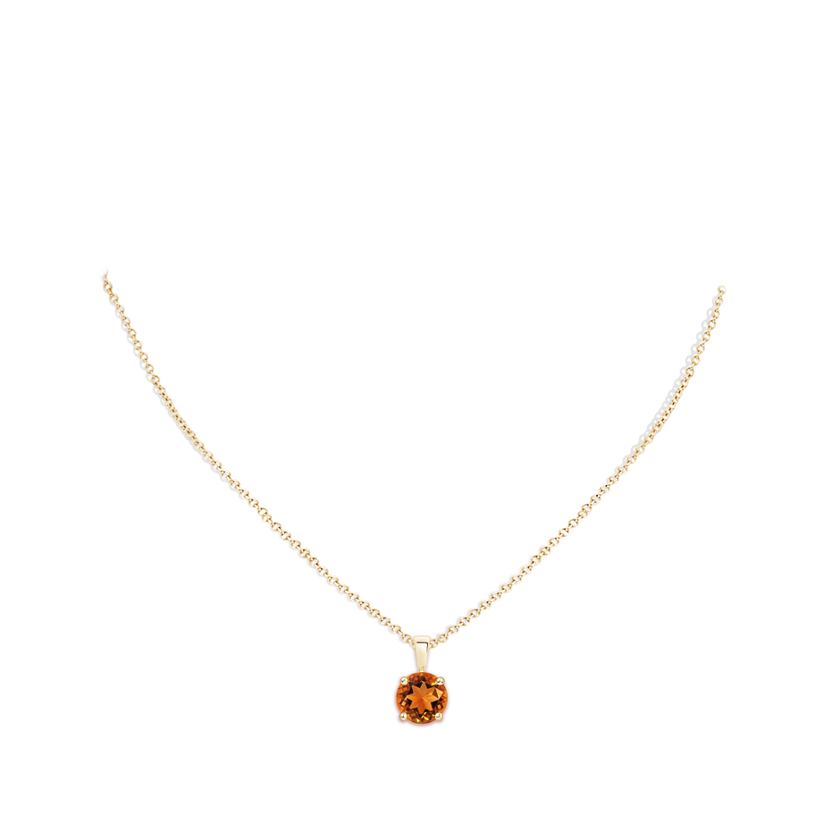 10mm AAAA Classic Prong-Set Round Citrine Solitaire Pendant in 18K Yellow Gold pen