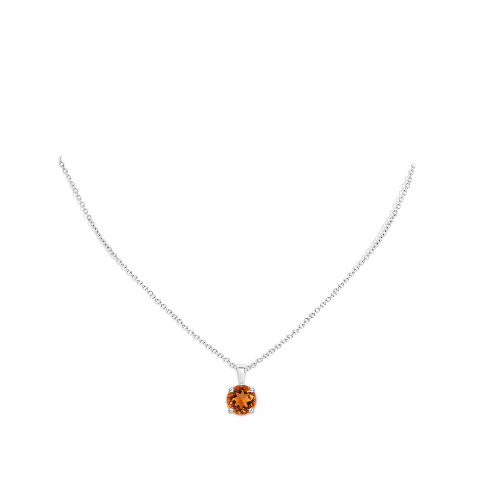 10mm AAAA Classic Prong-Set Round Citrine Solitaire Pendant in S999 Silver pen