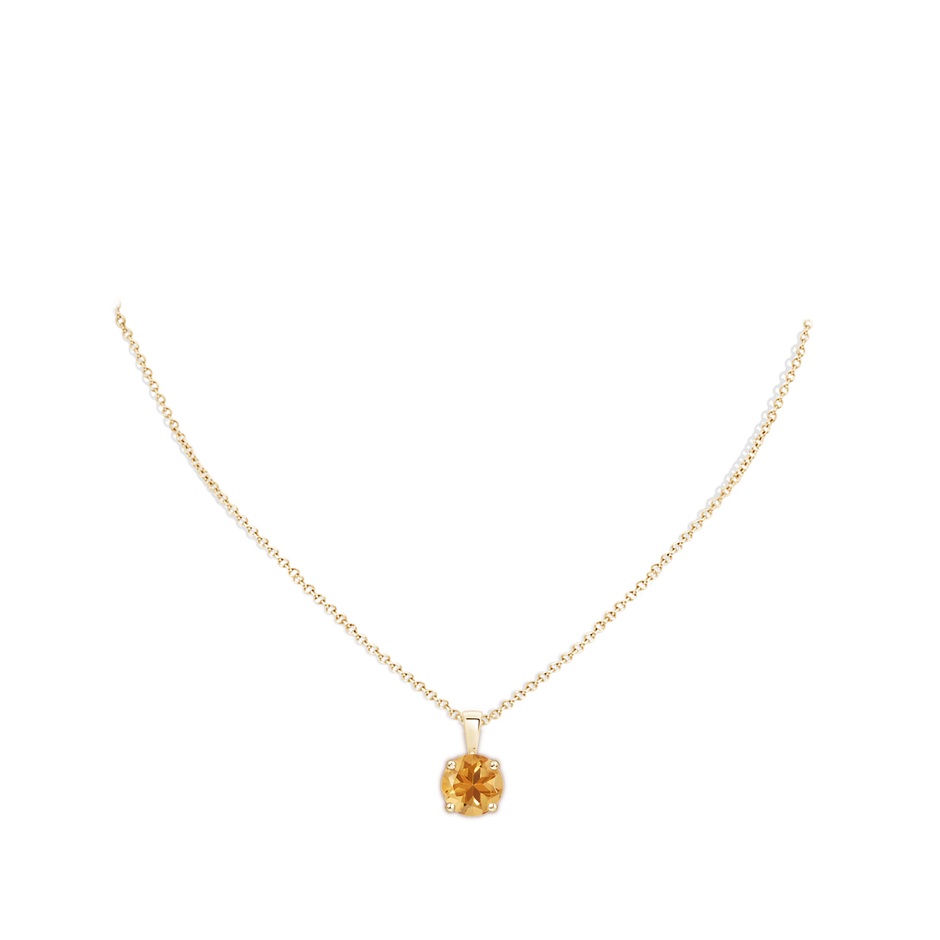 11mm A Classic Prong-Set Round Citrine Solitaire Pendant in Yellow Gold pen