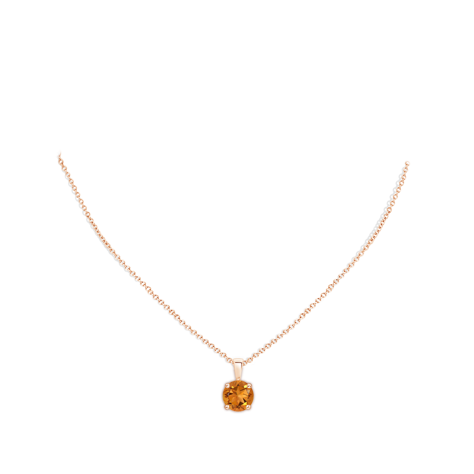 11mm AAA Classic Prong-Set Round Citrine Solitaire Pendant in Rose Gold pen
