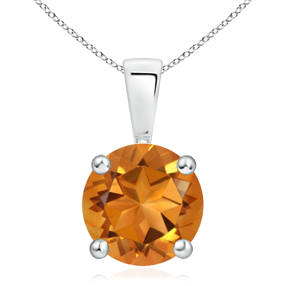 11mm AAA Classic Prong-Set Round Citrine Solitaire Pendant in White Gold 