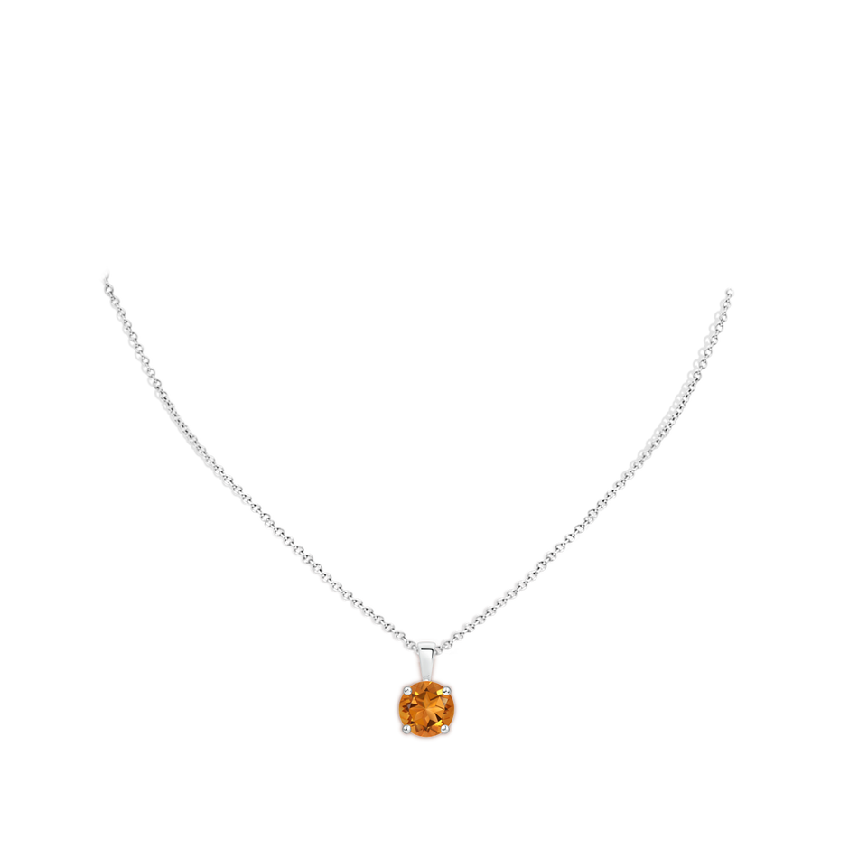 11mm AAA Classic Prong-Set Round Citrine Solitaire Pendant in White Gold pen