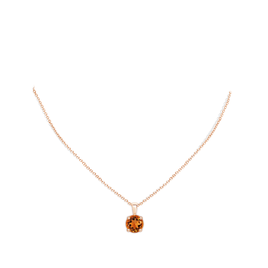11mm AAAA Classic Prong-Set Round Citrine Solitaire Pendant in 18K Rose Gold pen