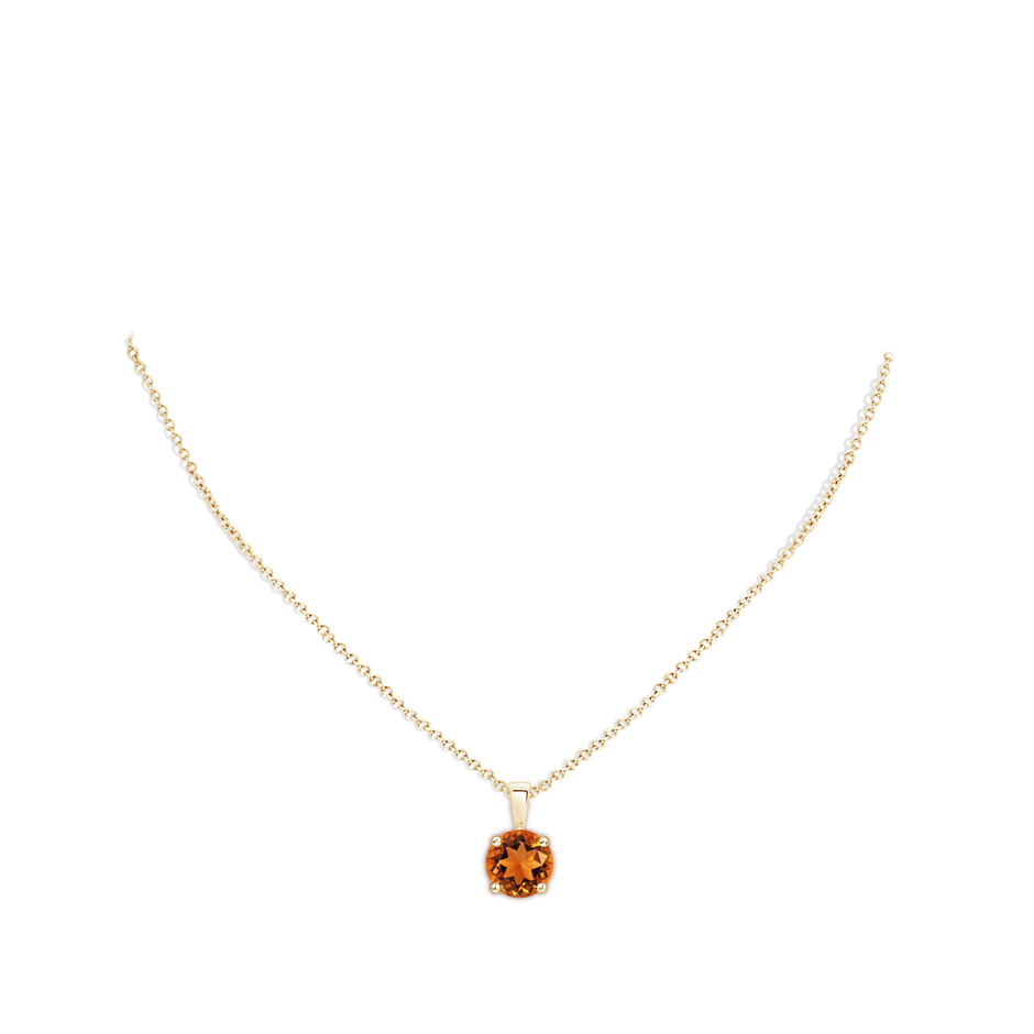 11mm AAAA Classic Prong-Set Round Citrine Solitaire Pendant in 18K Yellow Gold pen