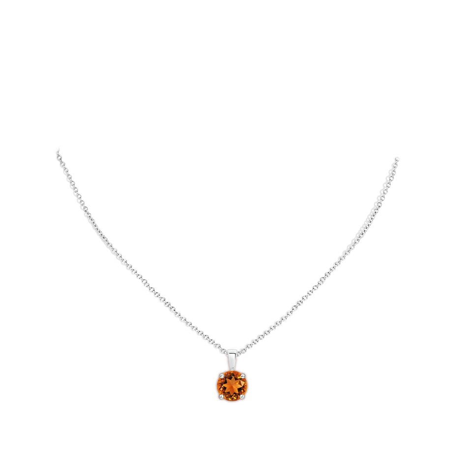 11mm AAAA Classic Prong-Set Round Citrine Solitaire Pendant in P950 Platinum pen