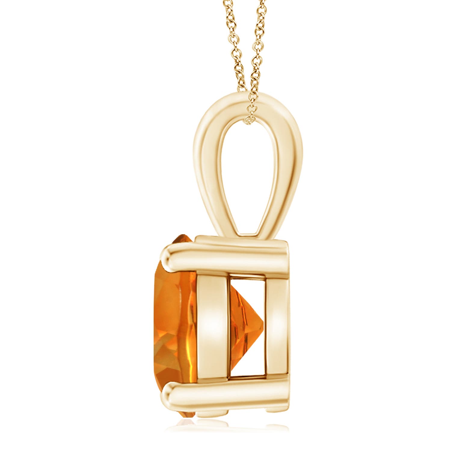 11mm AAAA Classic Prong-Set Round Citrine Solitaire Pendant in Yellow Gold