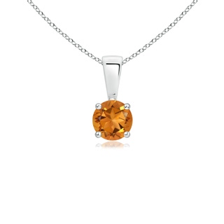 4mm AAA Classic Round Citrine Solitaire Pendant in 9K White Gold