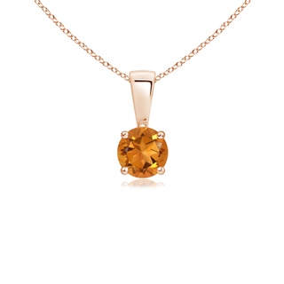 4mm AAA Classic Round Citrine Solitaire Pendant in Rose Gold