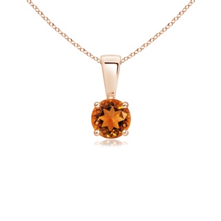 4mm AAAA Classic Round Citrine Solitaire Pendant in Rose Gold