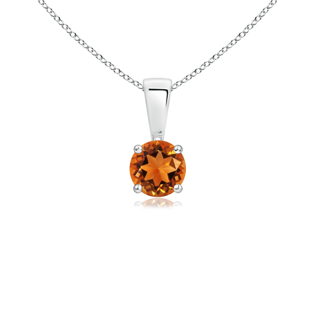4mm AAAA Classic Round Citrine Solitaire Pendant in S999 Silver
