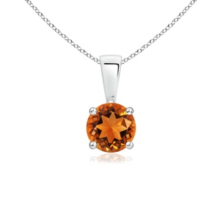 5mm AAAA Classic Round Citrine Solitaire Pendant in P950 Platinum