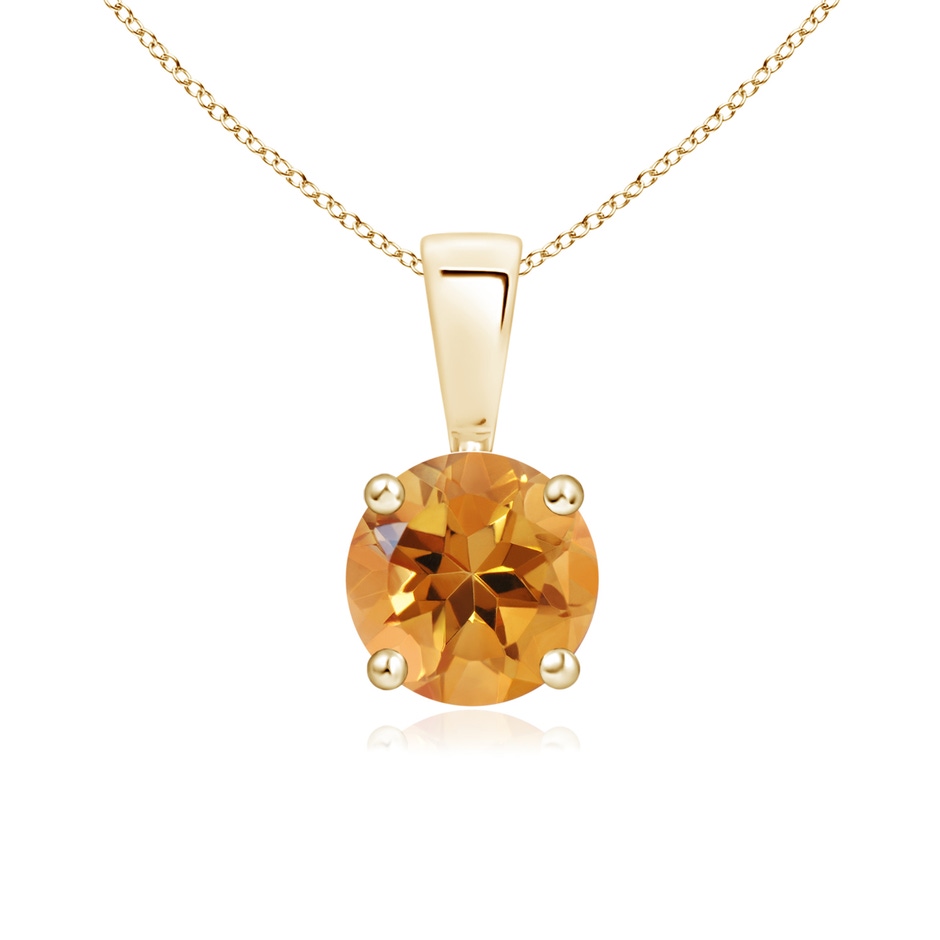 6mm AA Classic Prong-Set Round Citrine Solitaire Pendant in Yellow Gold 