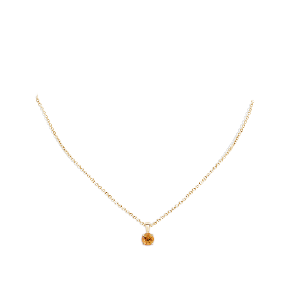 6mm AA Classic Prong-Set Round Citrine Solitaire Pendant in Yellow Gold pen