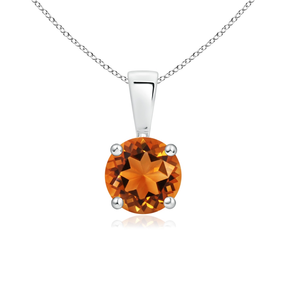 6mm AAAA Classic Prong-Set Round Citrine Solitaire Pendant in S999 Silver 