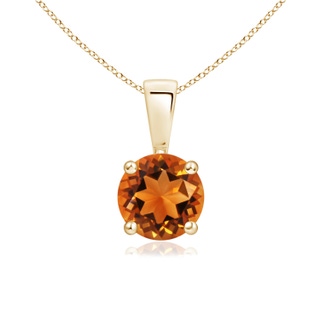 6mm AAAA Classic Round Citrine Solitaire Pendant in Yellow Gold