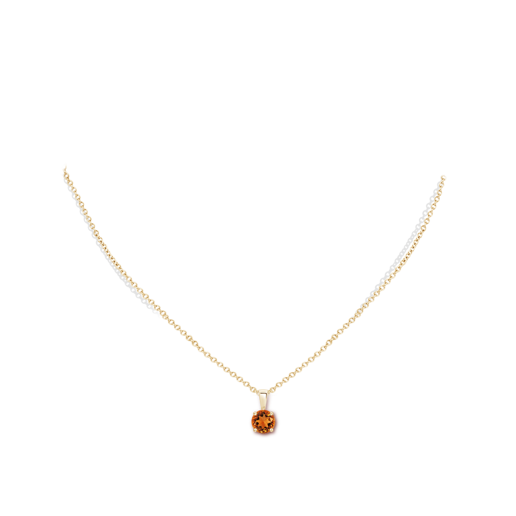 6mm AAAA Classic Round Citrine Solitaire Pendant in Yellow Gold Body-Neck