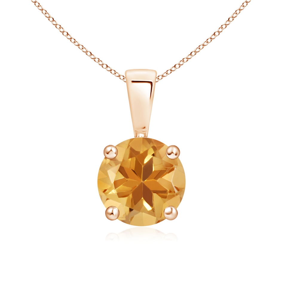 7mm A Classic Prong-Set Round Citrine Solitaire Pendant in Rose Gold 
