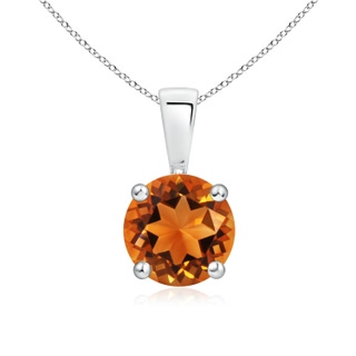 7mm AAAA Classic Prong-Set Round Citrine Solitaire Pendant in 10K White Gold
