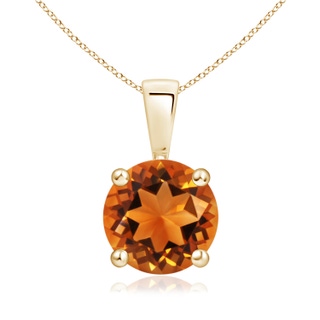 8mm AAAA Classic Round Citrine Solitaire Pendant in 9K Yellow Gold